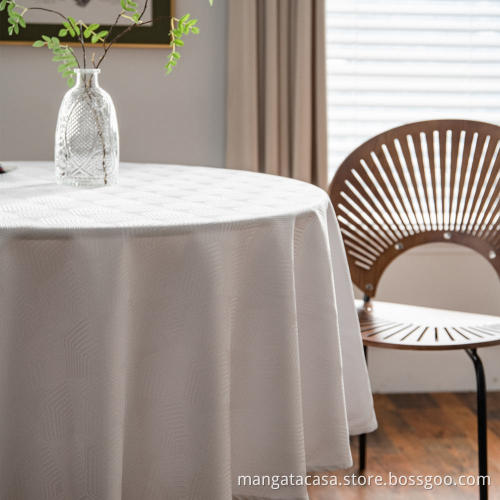 Runda polyester jacquard bordsduk